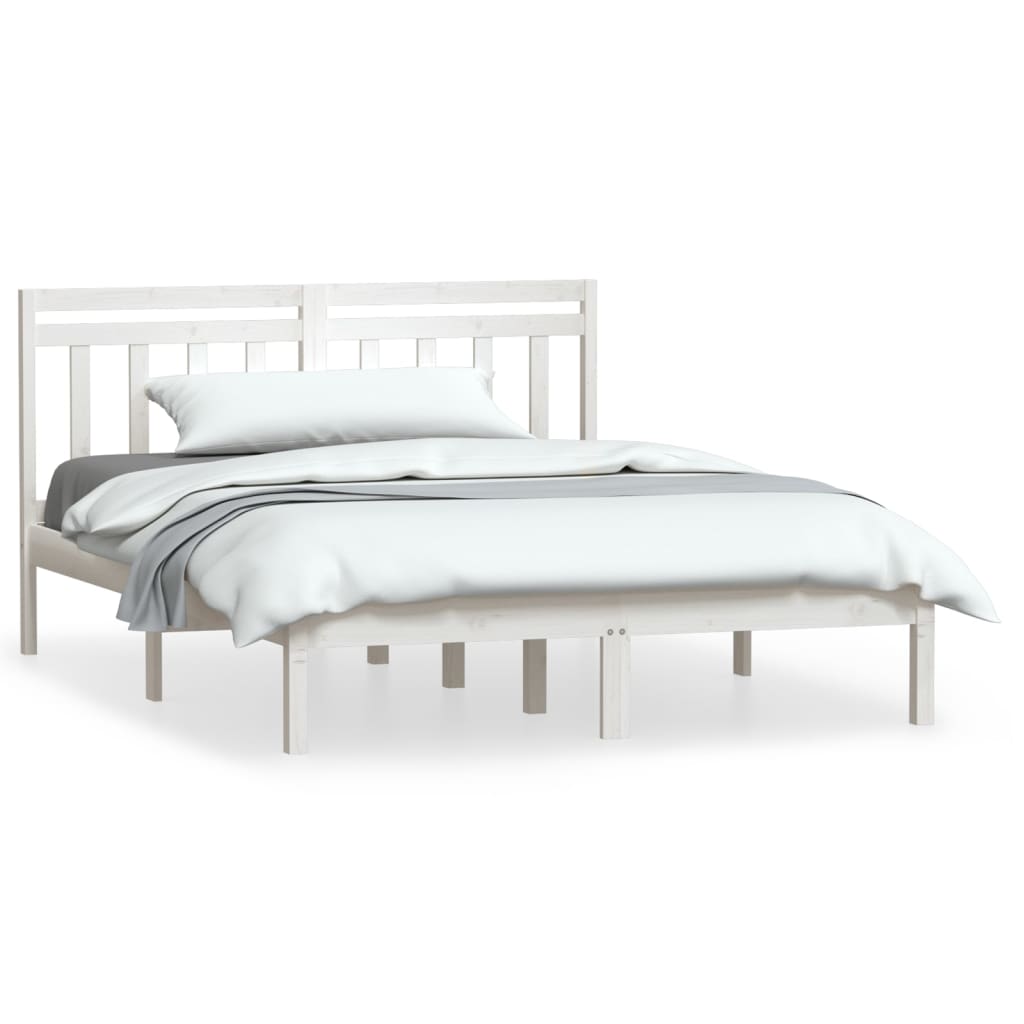 Bed Frame | White | Solid pine wood | 140x200 cm | Classic/Traditional