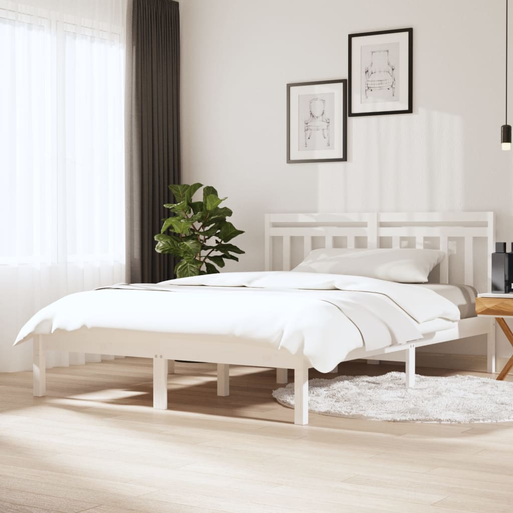 Bed Frame | White | Solid pine wood | 140x200 cm | Classic/Traditional