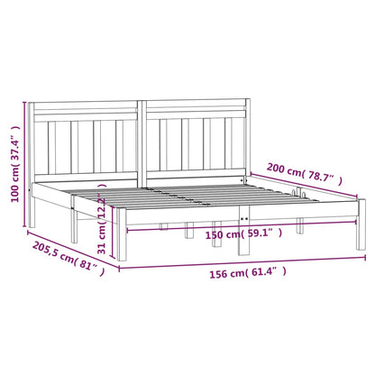 Bed Frame | Natural Pine | Solid Pine Wood | 150 x 200 cm