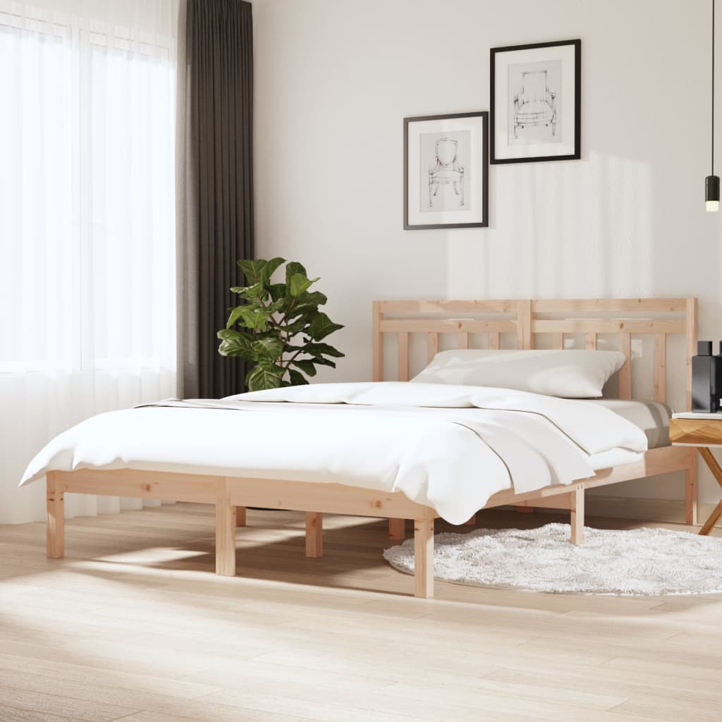 Bed Frame | Natural Pine | Solid Pine Wood | 150 x 200 cm