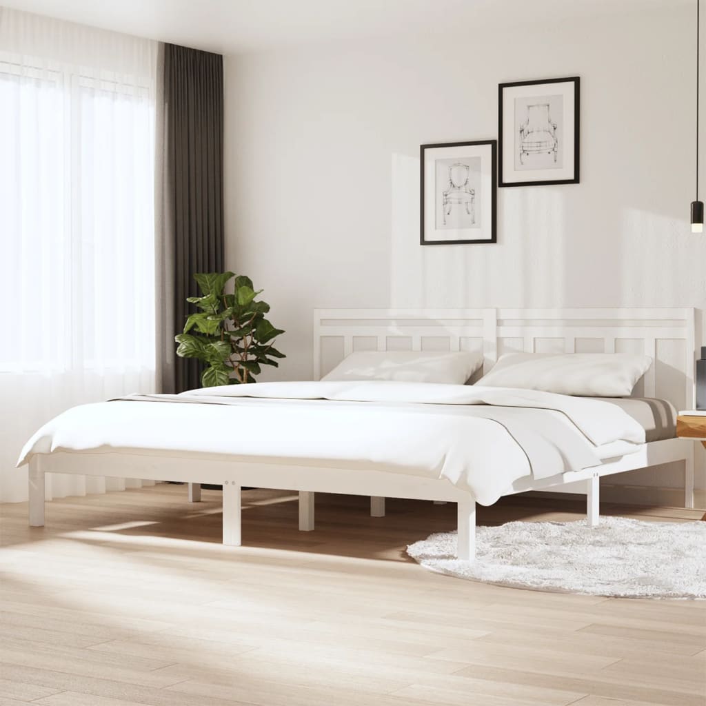 Bed Frame without Mattress White Super King Solid Wood