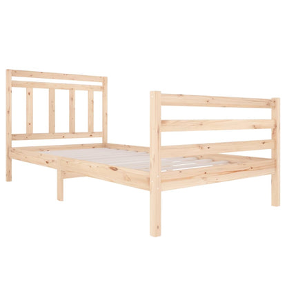 Bed Frame | Natural wood | Solid pine wood | Single | Decorative Inlays