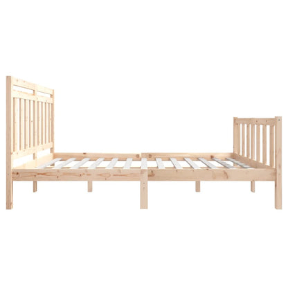 Bed Frame | Natural Wood | Solid Pine Wood | Double | Decorative Inlays
