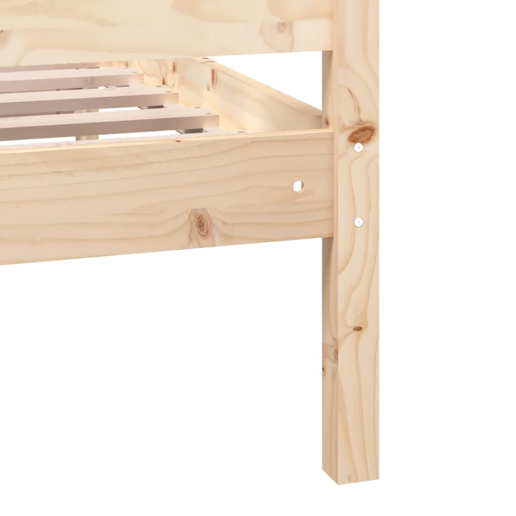 Bed Frame | Natural Wood | Solid Pine Wood | Double | Decorative Inlays