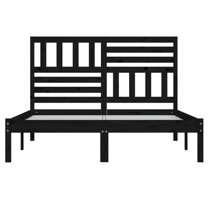 Bed Frame without Mattress Black Solid Wood Pine 140x190 cm