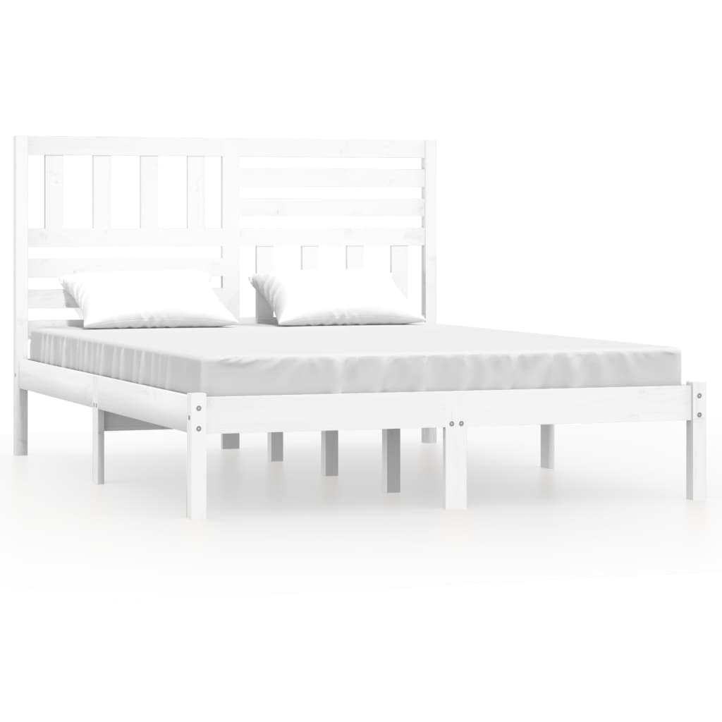 Bed Frame | White | Solid pine wood | Nice Design | Bed Frame