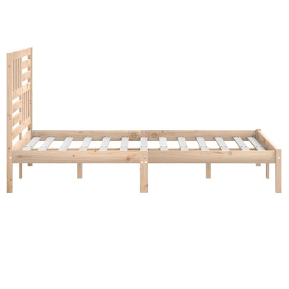 Bed Frame | Pine | Solid pine wood | 140x200 cm | Decorative Inlays