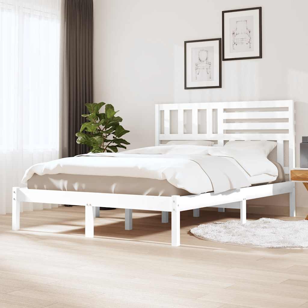 Bed Frame | White | Solid pine wood | 140x200 cm mattress size | Durable
