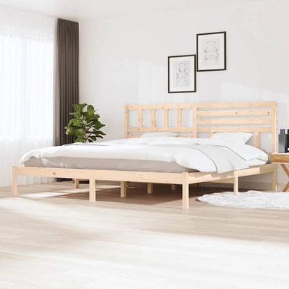 Bed Frame | Natural Wood | Solid Pine Wood | 200 x 200 cm | Lovely Design