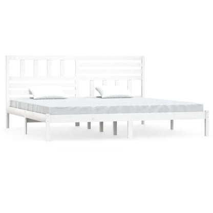 Bed Frame | White | Solid Pine Wood | 200x200 cm | Durable | Bed Frame