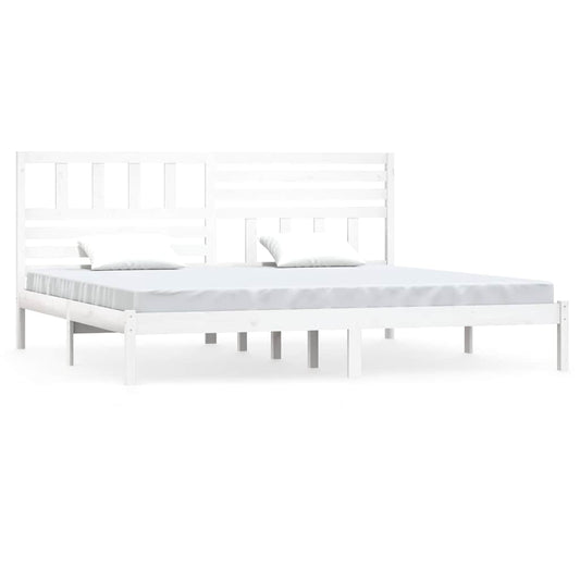 Bed Frame without Mattress White Solid Wood Pine 200x200 cm