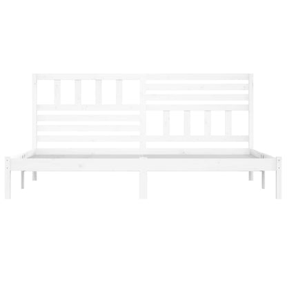 Bed Frame | White | Solid Pine Wood | 200x200 cm | Durable | Bed Frame