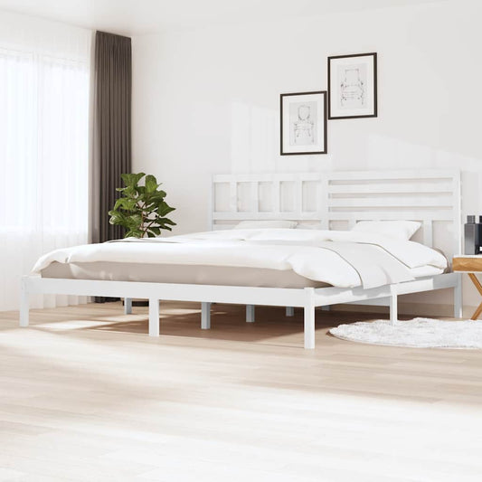 Bed Frame without Mattress White Solid Wood Pine 200x200 cm