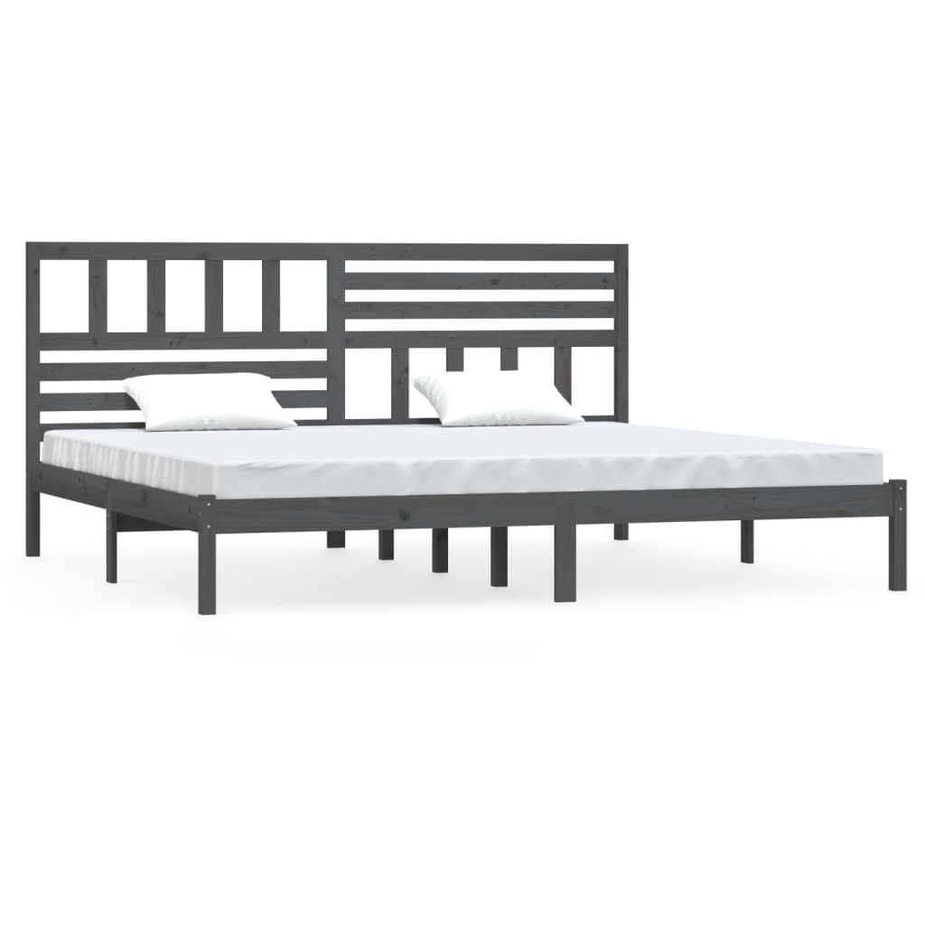 Bed Frame | Grey | Solid pine wood | 200x200 cm |  Tough | Bed Frame