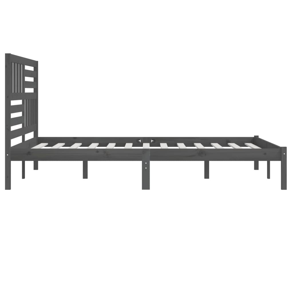 Bed Frame | Grey | Solid pine wood | 200x200 cm |  Tough | Bed Frame