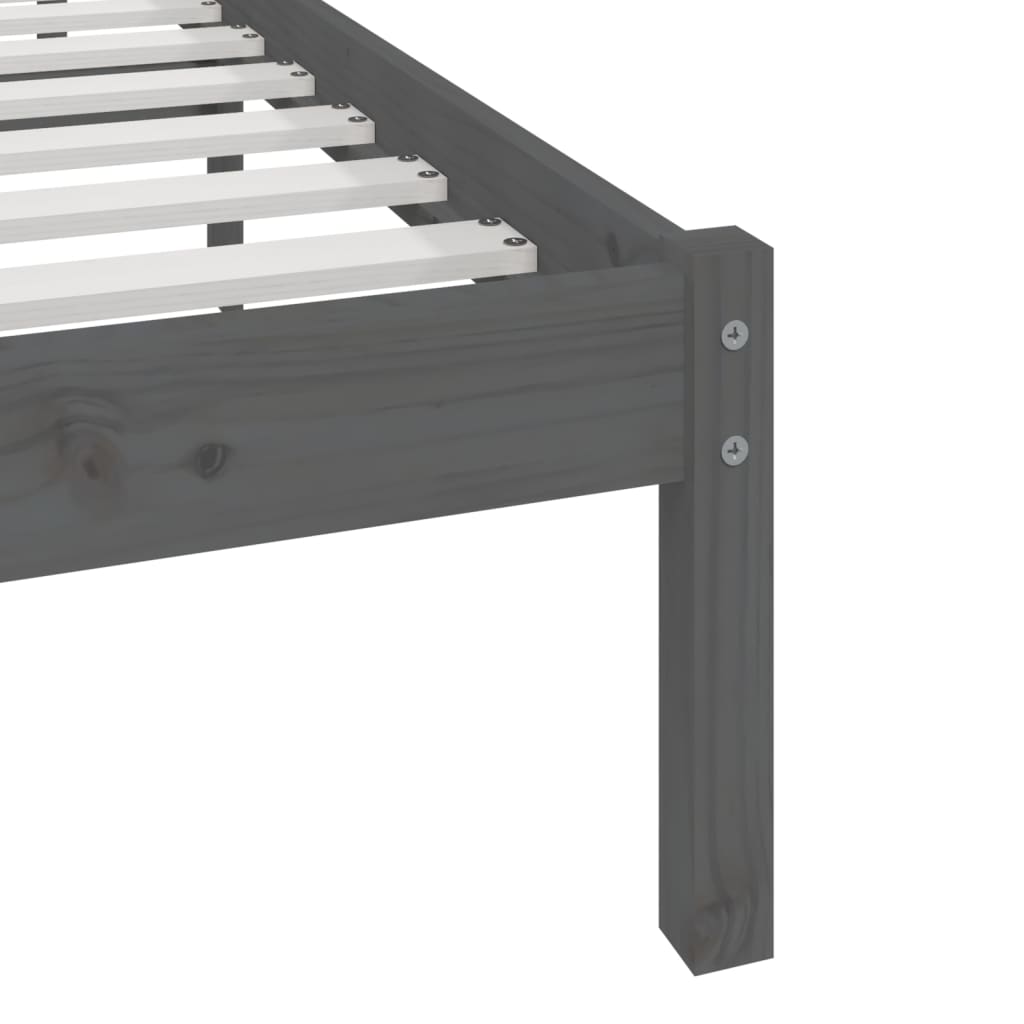 Bed Frame | Grey | Solid pine wood | 200x200 cm |  Tough | Bed Frame