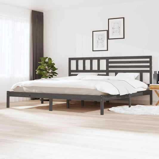 Bed Frame without Mattress Grey Solid Wood Pine 200x200 cm
