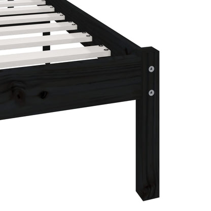 Bed Frame | Black | Solid Pine Wood | 200x200 cm | Durable | Rustic