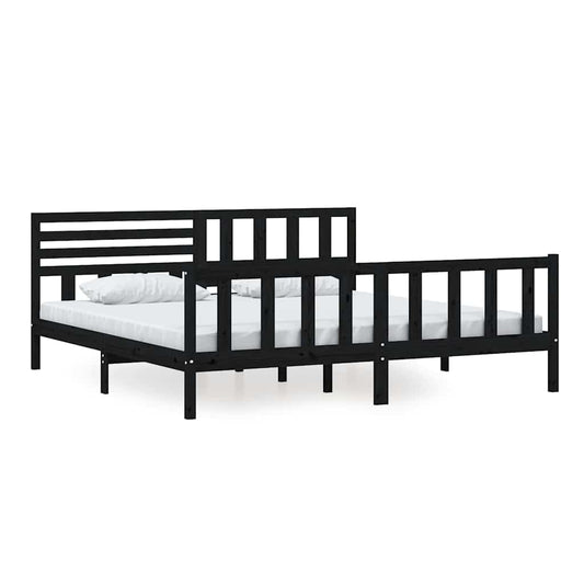 Bed Frame without Mattress Black Solid Wood 200x200 cm