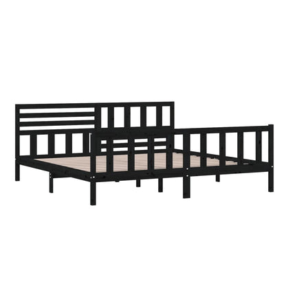 Bed Frame | Black | Solid pine wood | 200 x 200 cm |  Strong Build