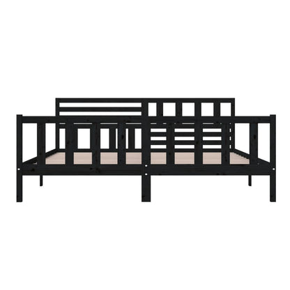 Bed Frame | Black | Solid pine wood | 200 x 200 cm |  Strong Build