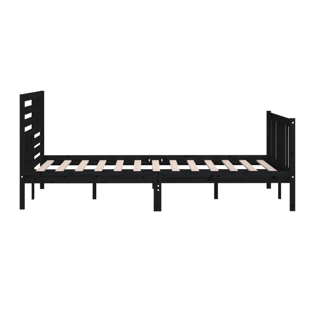 Bed Frame | Black | Solid pine wood | 200 x 200 cm |  Strong Build