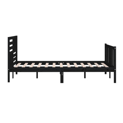 Bed Frame | Black | Solid pine wood | 200 x 200 cm |  Strong Build
