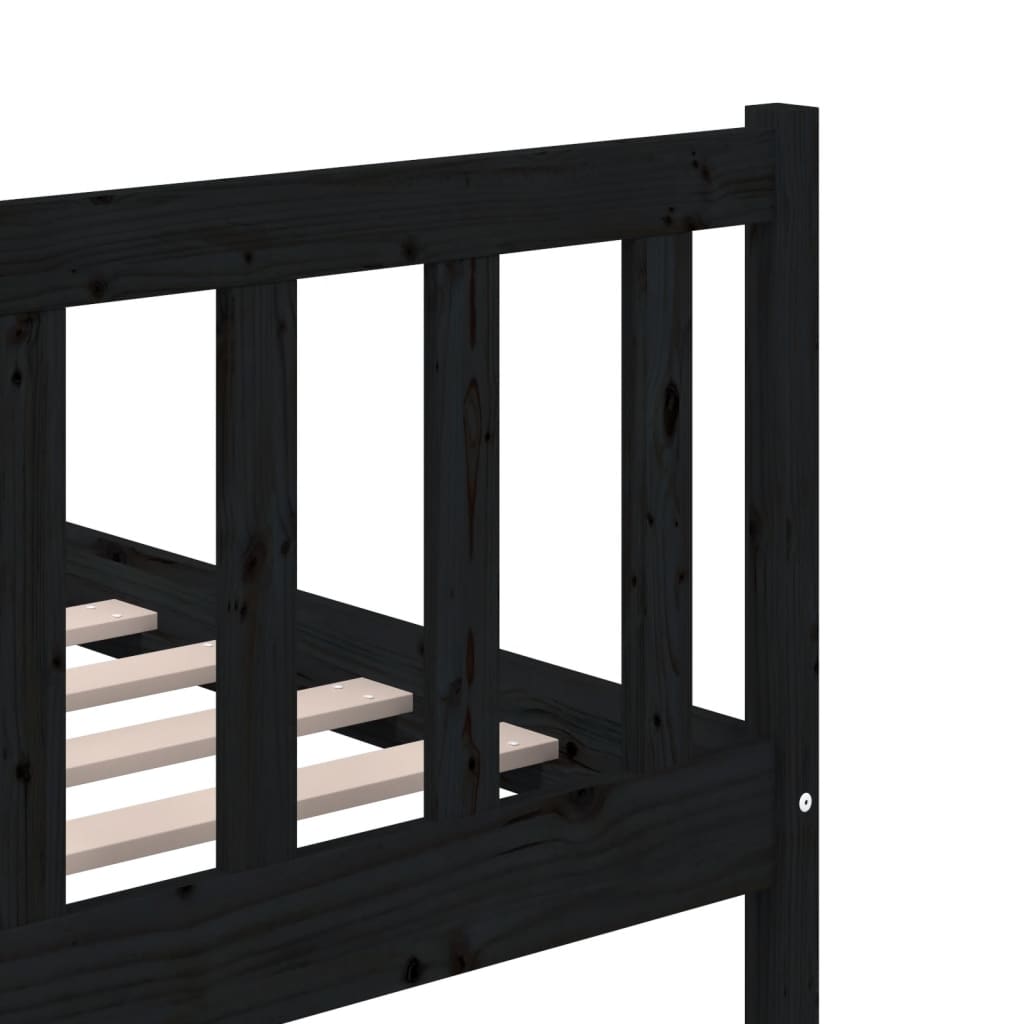 Bed Frame | Black | Solid pine wood | 200 x 200 cm |  Strong Build