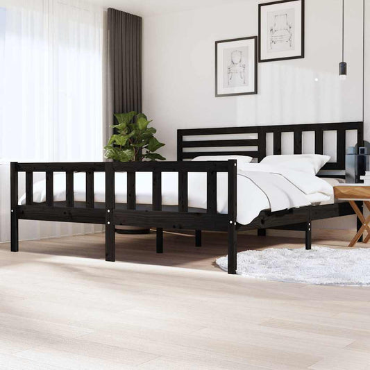 Bed Frame without Mattress Black Solid Wood 200x200 cm