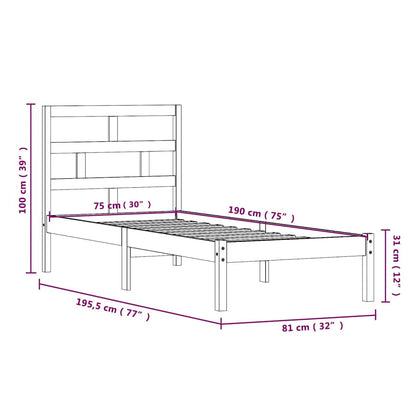Bed Frame | Natural Wood | Solid Pinewood | Small Single | Modern