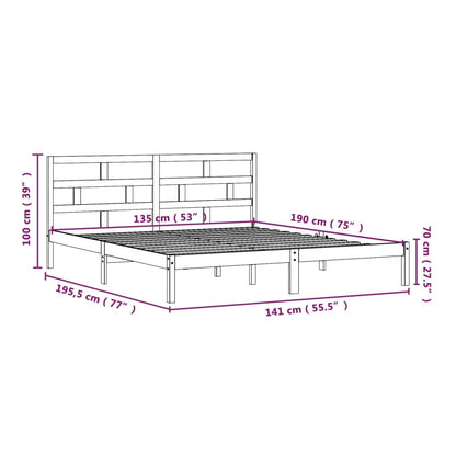 Bed Frame | Natural wood | Solid pine wood | 135 x 190 cm |  Durable