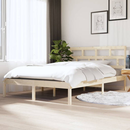 Bed Frame | Natural wood | Solid pine wood | 135 x 190 cm |  Durable