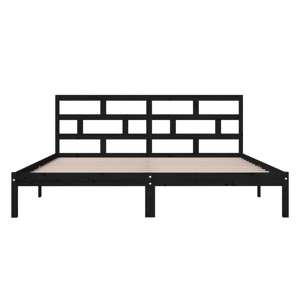 Bed Frame | Black | Solid pine wood, Plywood | Double | Bed Frame