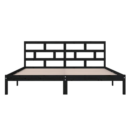 Bed Frame | Black | Solid pine wood, Plywood | Double | Bed Frame