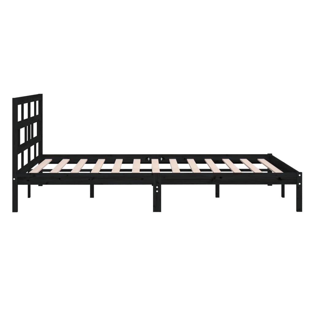 Bed Frame | Black | Solid pine wood, Plywood | Double | Bed Frame