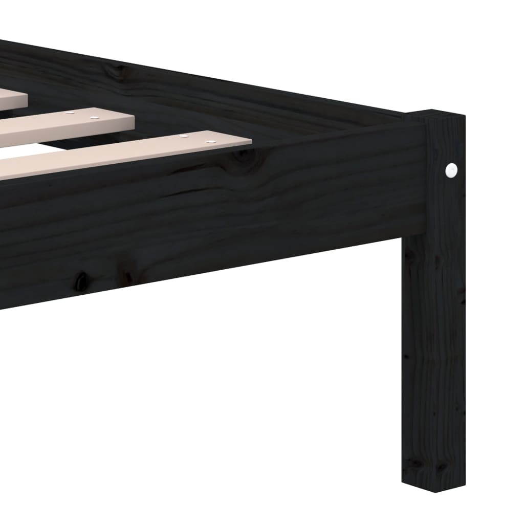 Bed Frame | Black | Solid pine wood, Plywood | Double | Bed Frame