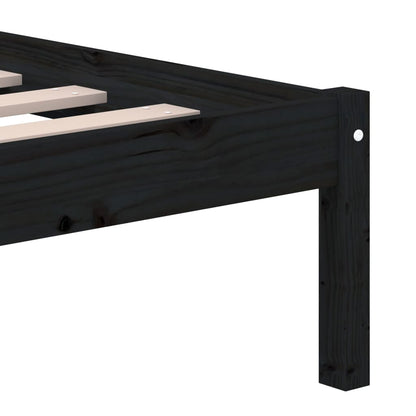 Bed Frame | Black | Solid pine wood, Plywood | Double | Bed Frame