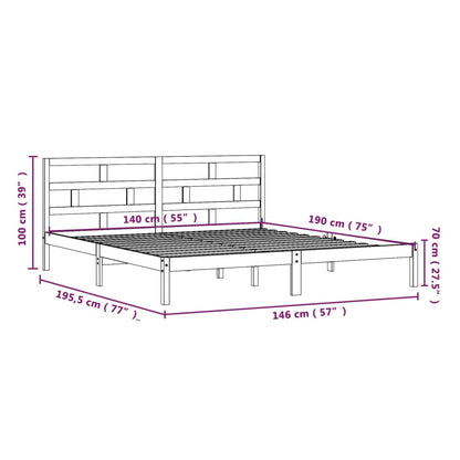 Bed Frame | Black | Solid pine wood, Plywood | Double | Bed Frame