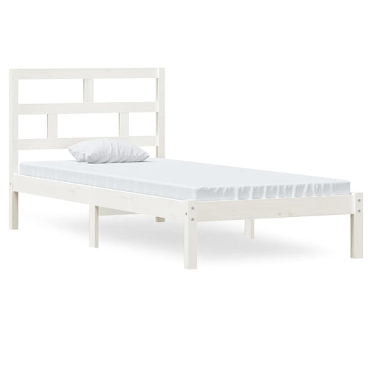 Bed Frame without Mattress White Solid Wood 90x200 cm
