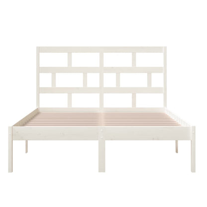 Bed Frame | White | Solid pine wood | 120 x 200 cm | Modern | Bed Frame