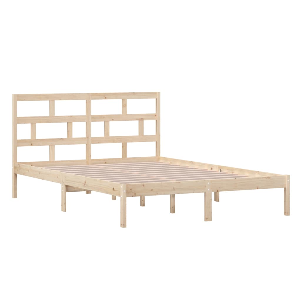 Bed Frame | Natural Pine | Solid Pine Wood | 140 x 200 cm | Rectangular