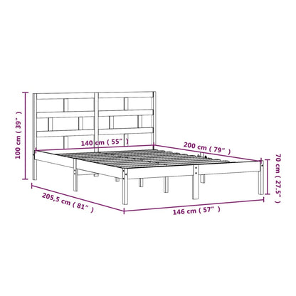 Bed Frame | Natural Pine | Solid Pine Wood | 140 x 200 cm | Rectangular