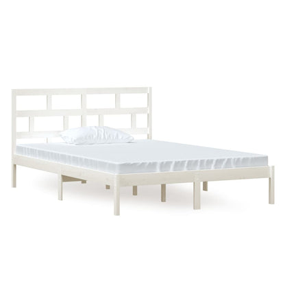 Bed Frame | White | Solid Pine Wood, Plywood | 140x200 cm