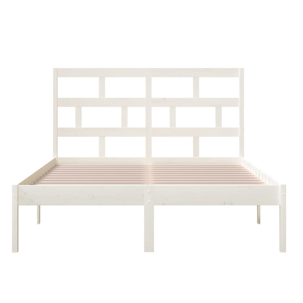 Bed Frame | White | Solid Pine Wood, Plywood | 140x200 cm