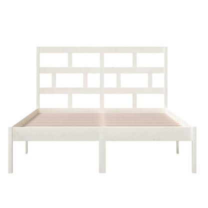 Bed Frame | White | Solid Pine Wood, Plywood | 140x200 cm