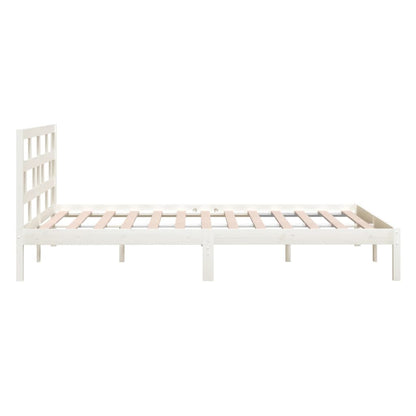 Bed Frame | White | Solid Pine Wood, Plywood | 140x200 cm