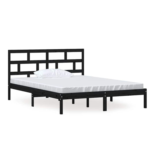 Bed Frame | Black | Solid pine wood, Plywood | King Size | Classic
