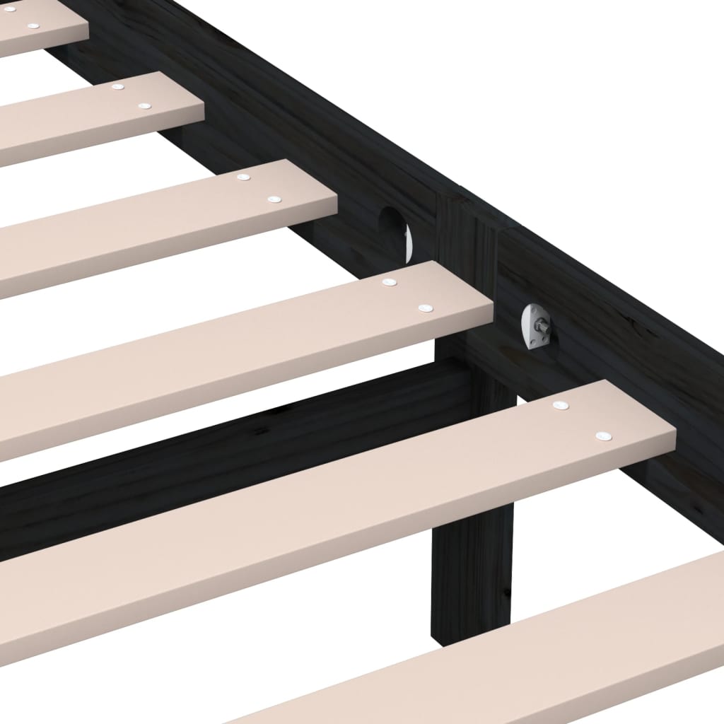 Bed Frame without Mattress Black King Size Solid Wood