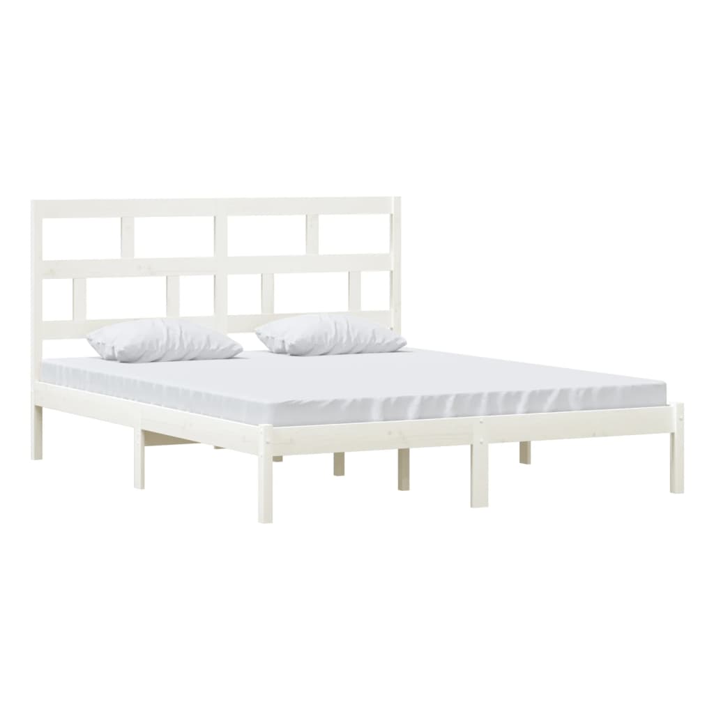 Bed Frame | White | Solid pine wood, plywood | Double | Modern