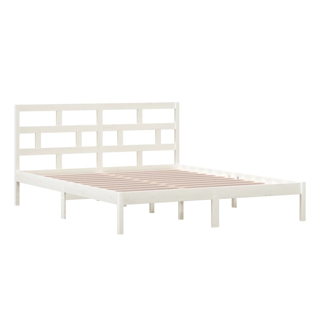 Bed Frame | White | Solid pine wood, plywood | Double | Modern